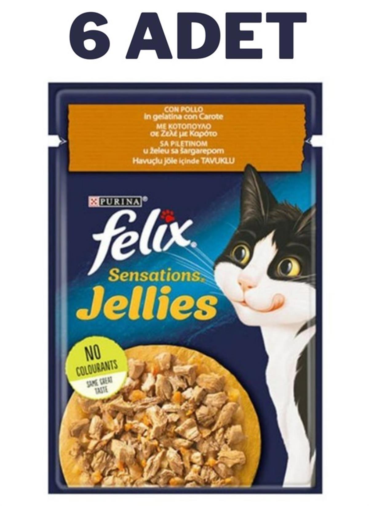 Felix Sensations Jellies Tavuklu Yetişkin Yaş Kedi Maması 6x85 gr