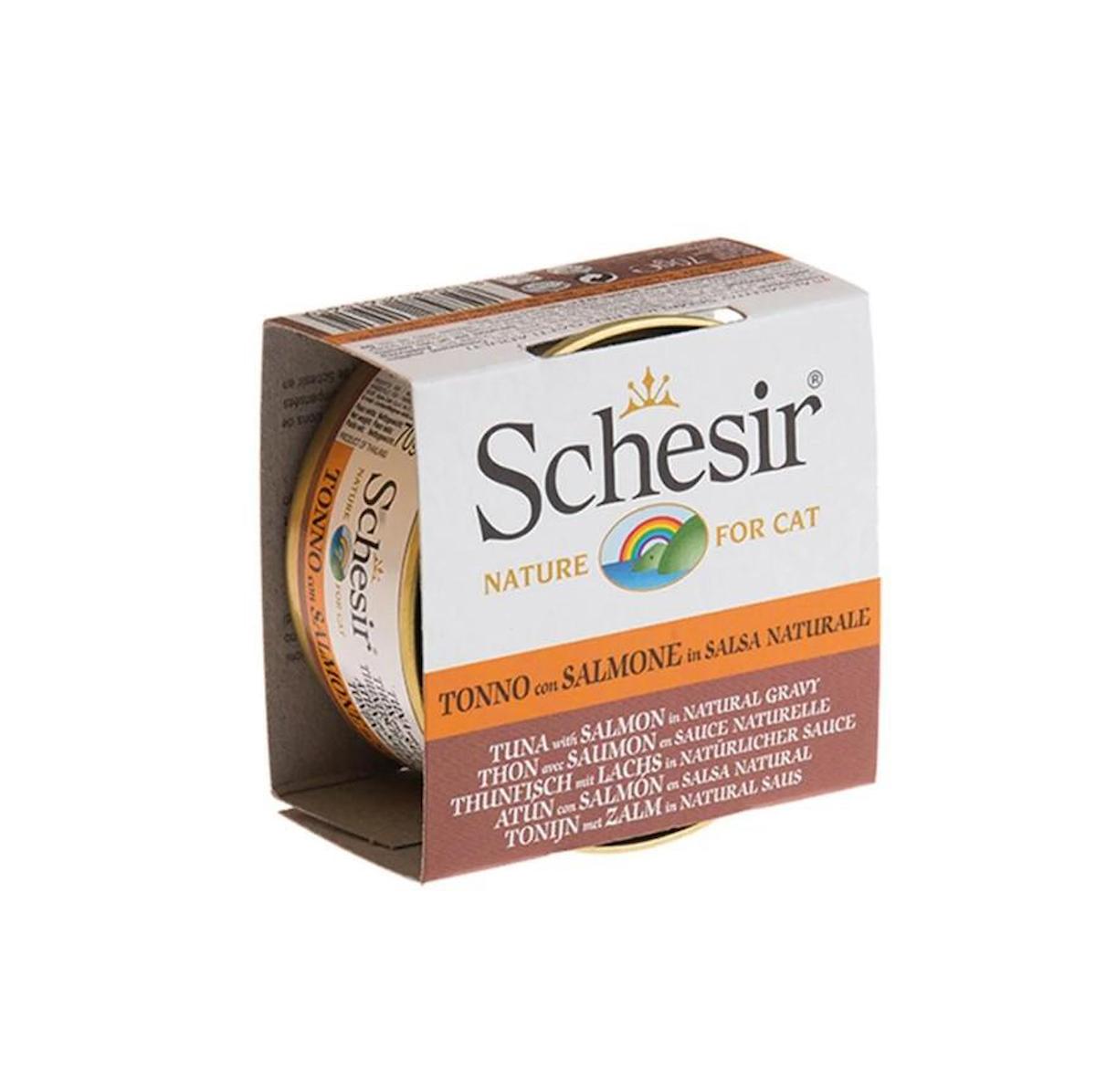 Schesir Nature Ton Balıklı ve Somonlu Yetişkin Yaş Kedi Maması 70 gr
