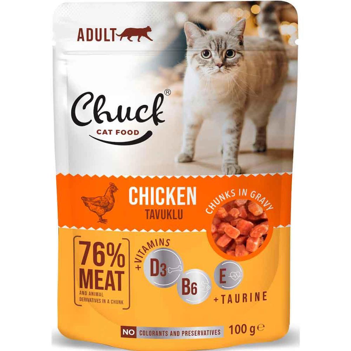 Chuck Chunks In Gravy Tavuklu Yetişkin Yaş Kedi Maması 100 gr