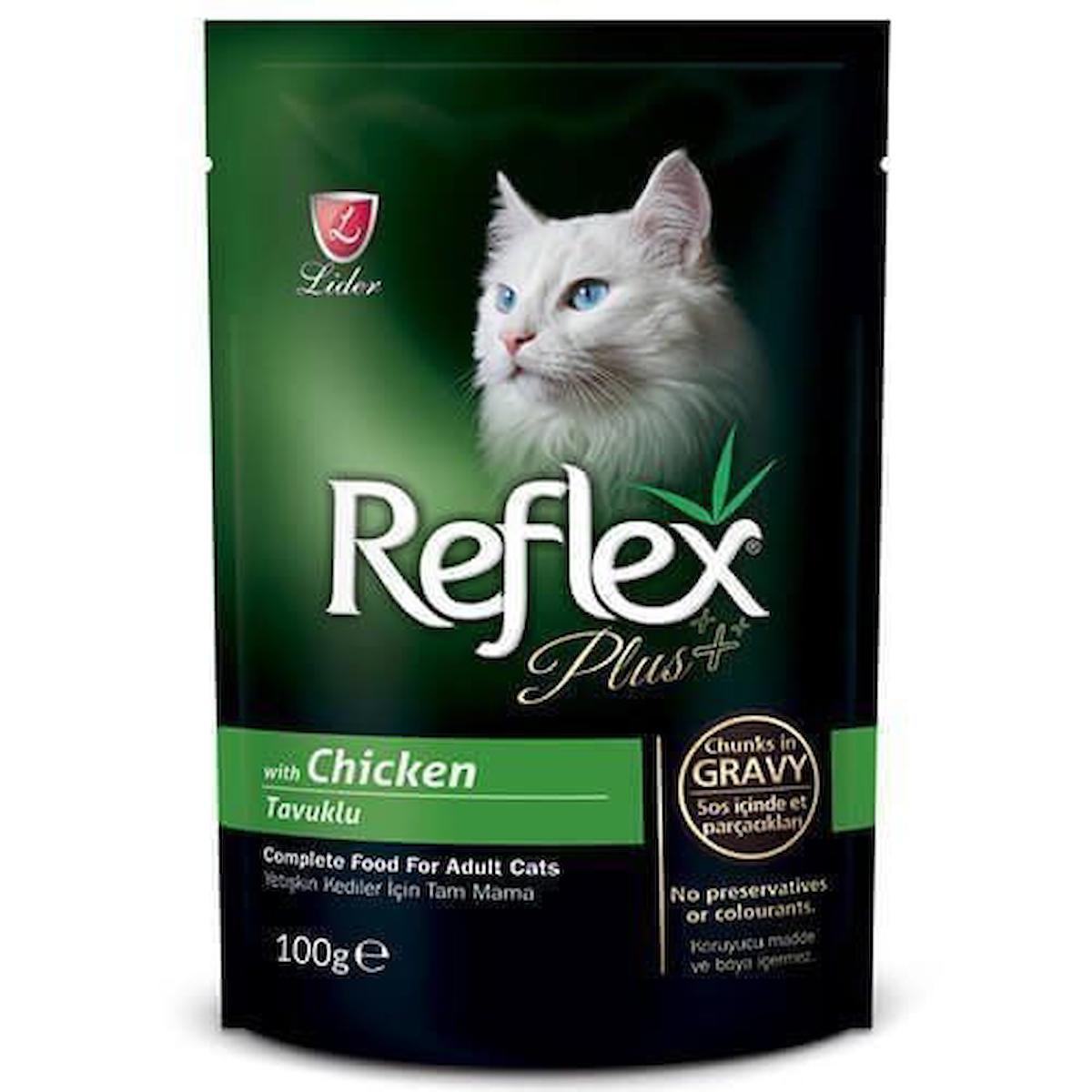 Reflex Plus Plus+ Tavuklu Parça Etli Yetişkin Yaş Kedi Maması 100 gr