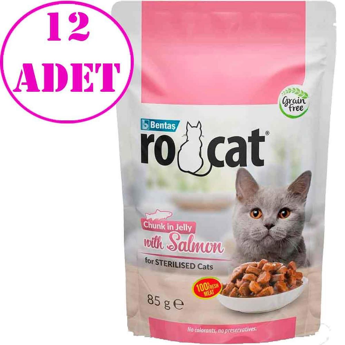 Rocat Chunk In Jelly Somonlu Yetişkin Yaş Kedi Maması 12x85 gr