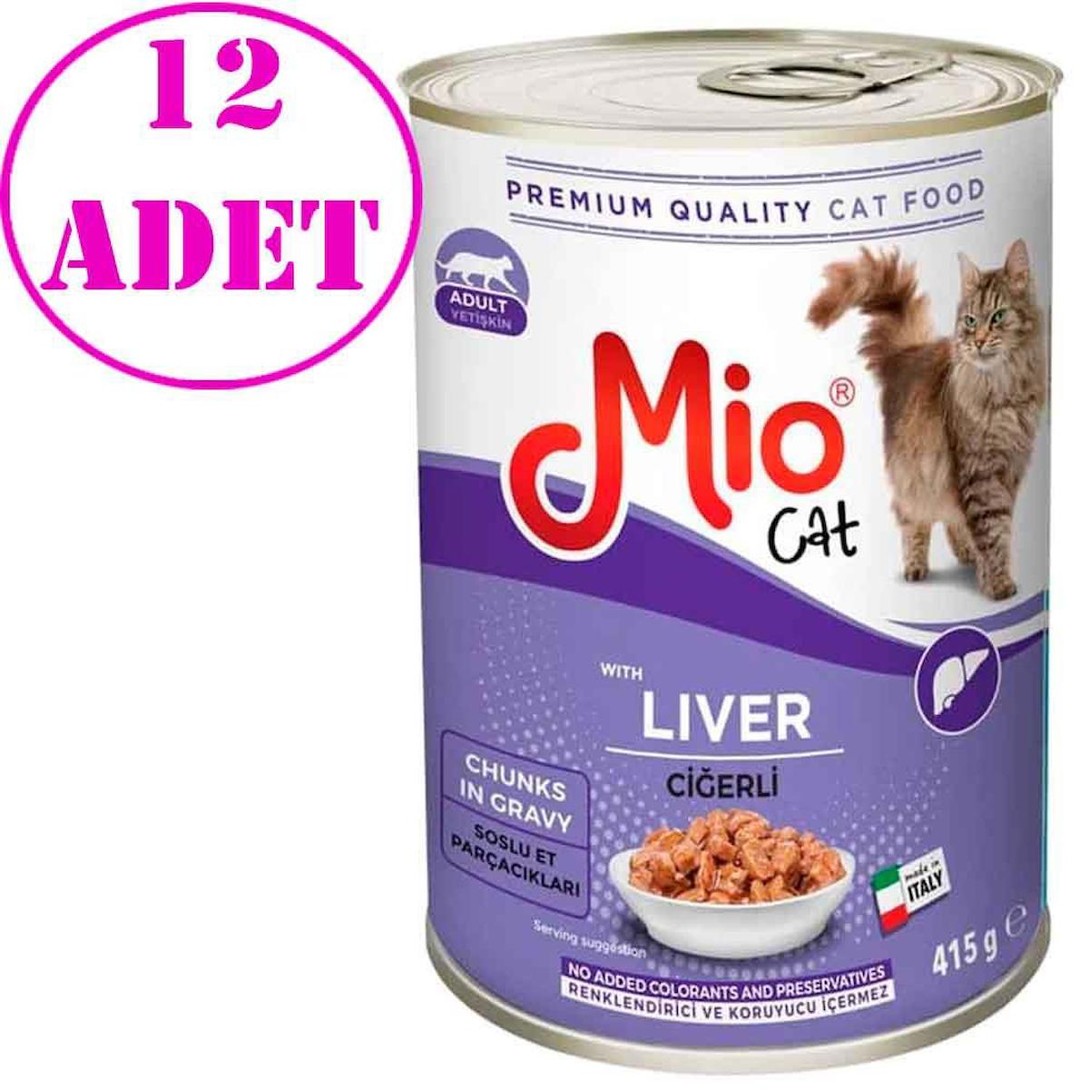 Mio Premium Quality Ciğerli Yetişkin Yaş Kedi Maması 12x415 gr