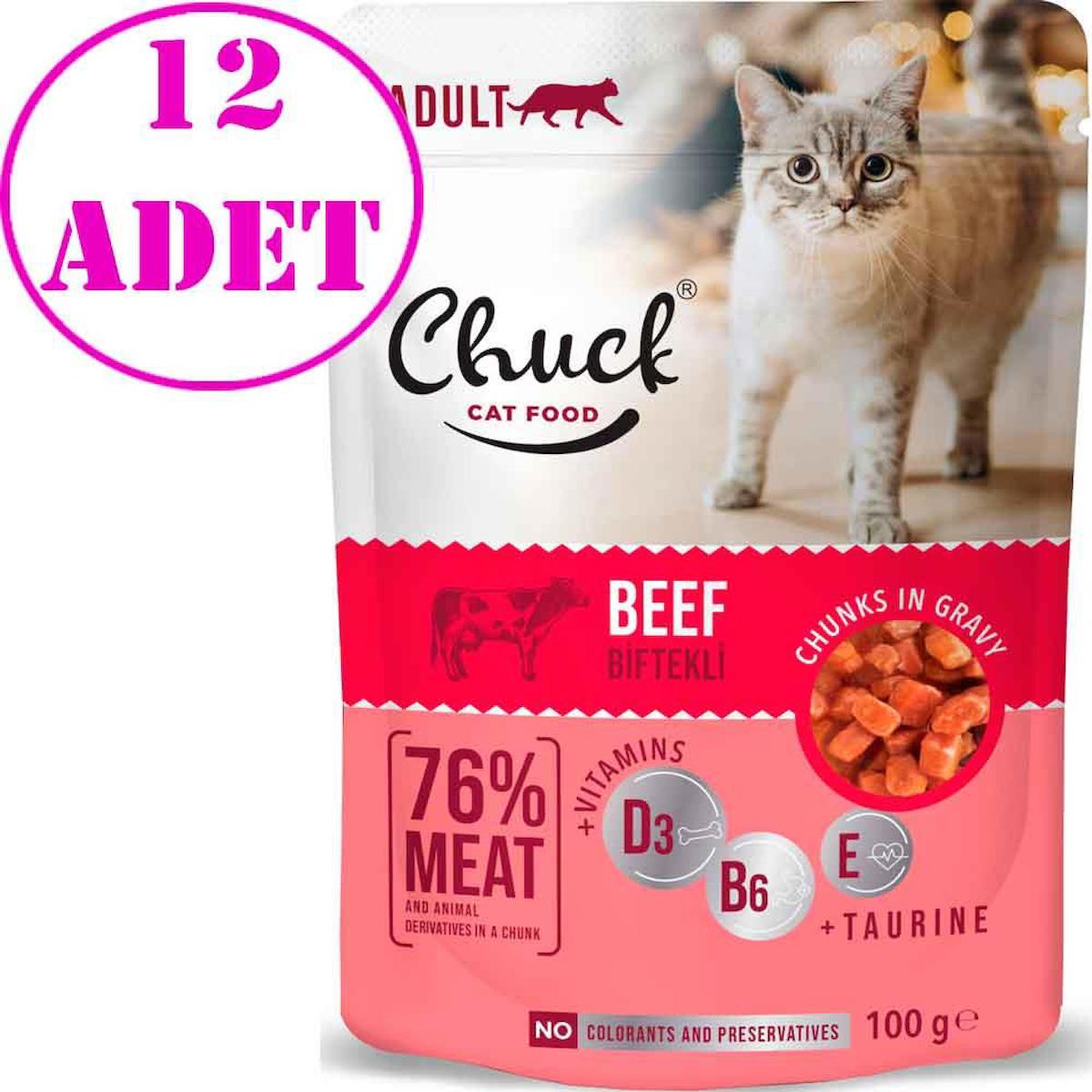 Chuck Chunks In Gravy Dana Etli Yetişkin Yaş Kedi Maması 12x100 gr