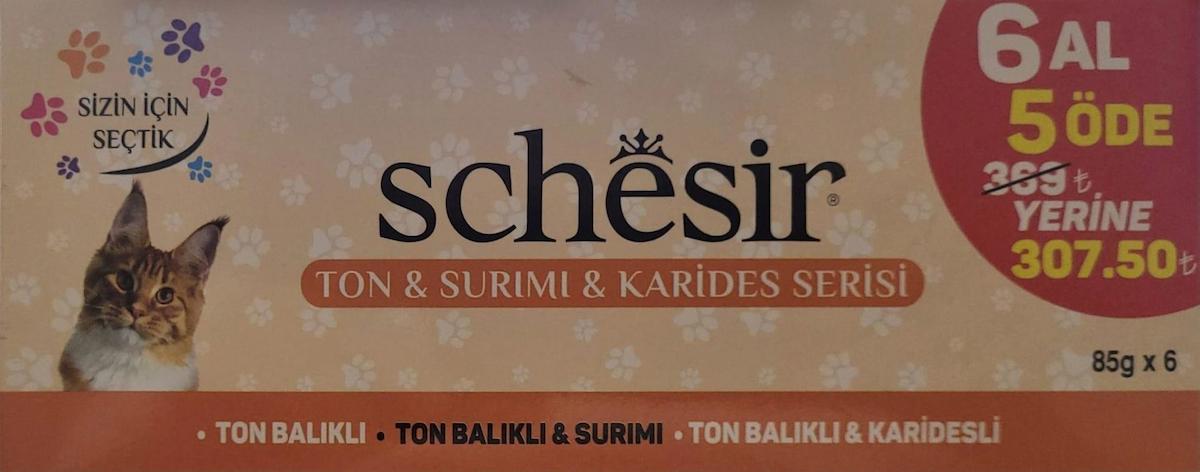 Schesir Ton & Surimi & Karides Karışık Yetişkin Yaş Kedi Maması 85 gr