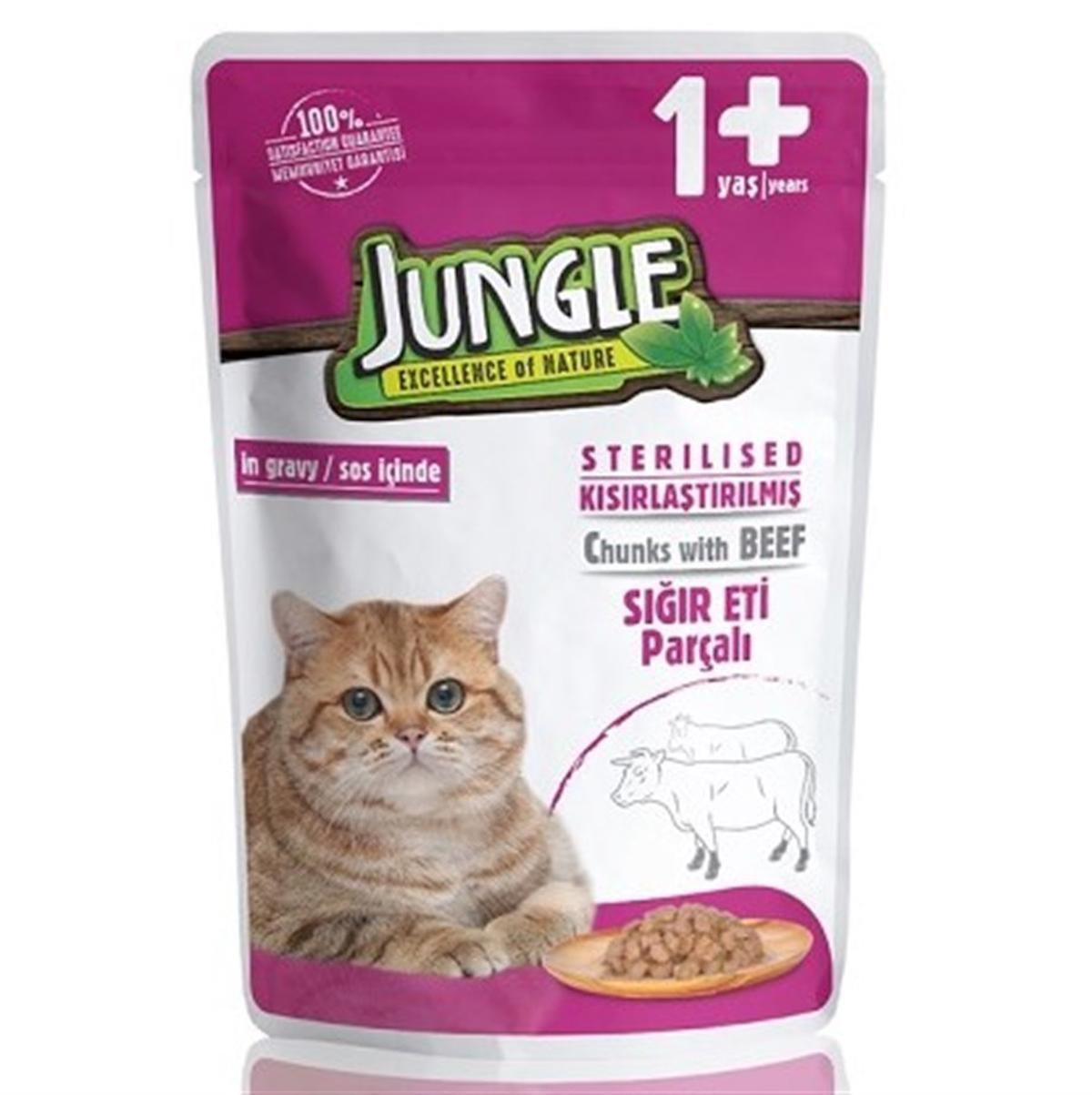 Jungle Excellence Of Nature Kısırlaştırılmış Biftekli Yaş Kedi Maması 24x100 gr