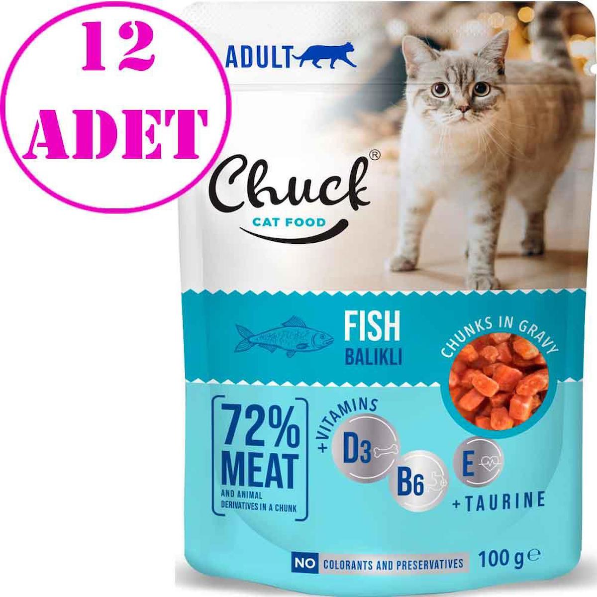 Chuck Chunks In Gravy Balıklı Yetişkin Yaş Kedi Maması 12x100 gr