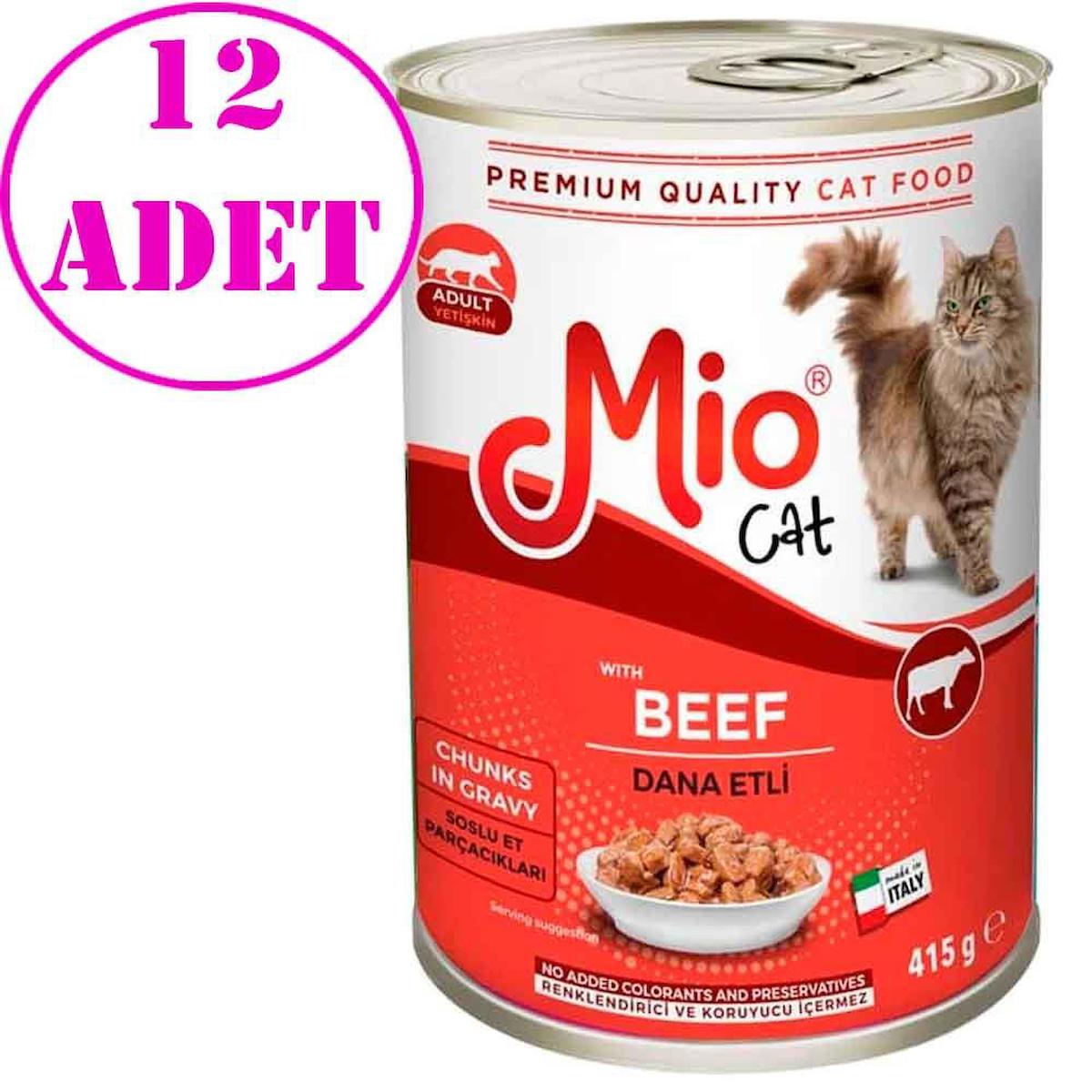 Mio Premium Quality Dana Etli Yetişkin Yaş Kedi Maması 12x415 gr