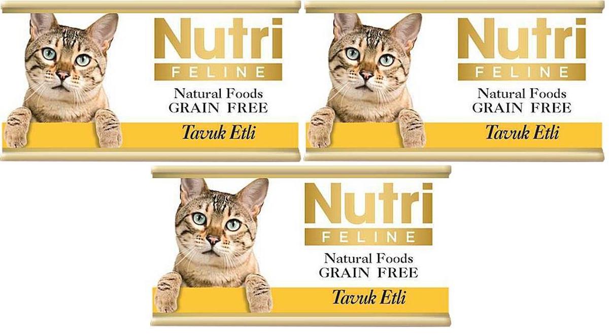 Nutri Feline Grain Free Tavuklu Yetişkin Yaş Kedi Maması 3x85 gr