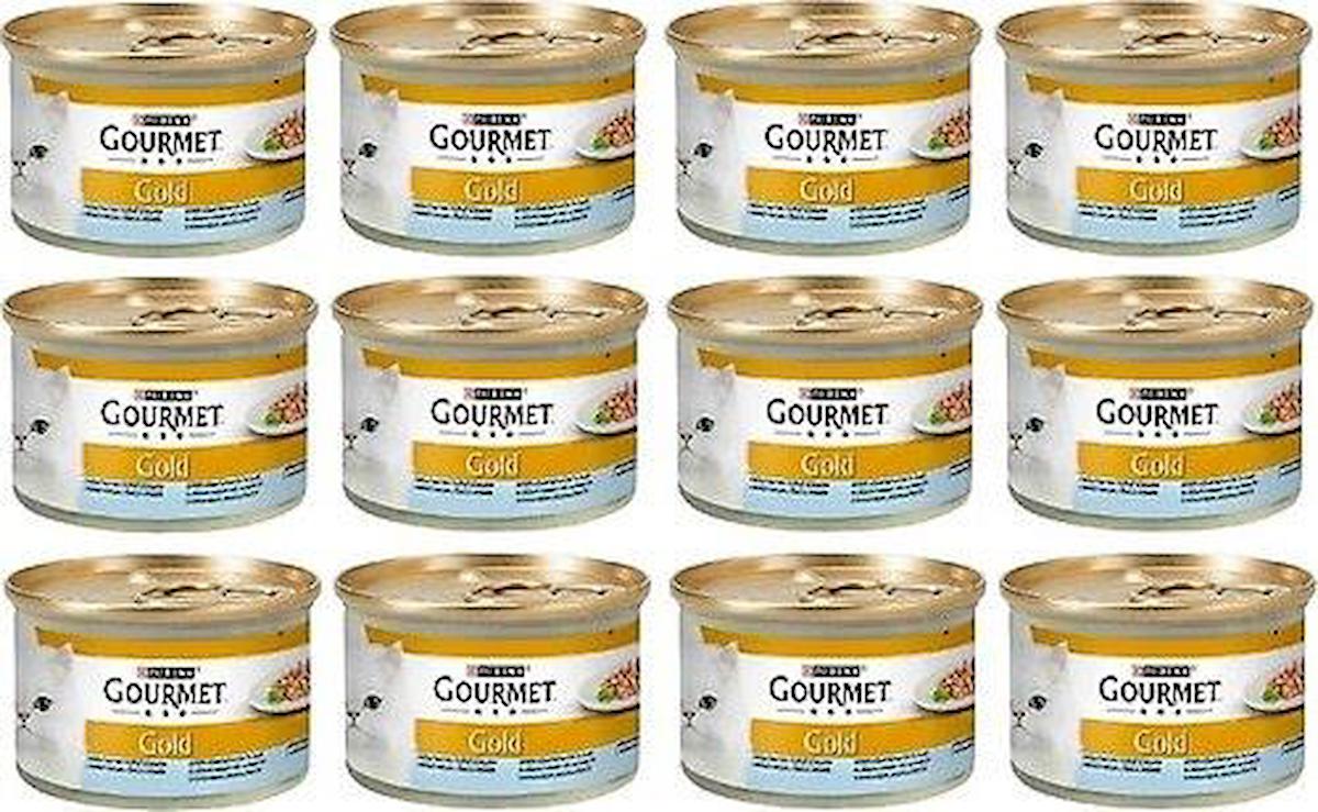 Purina Gold Balıklı Parça Etli Soslu Yetişkin Yaş Kedi Maması 12x85 gr