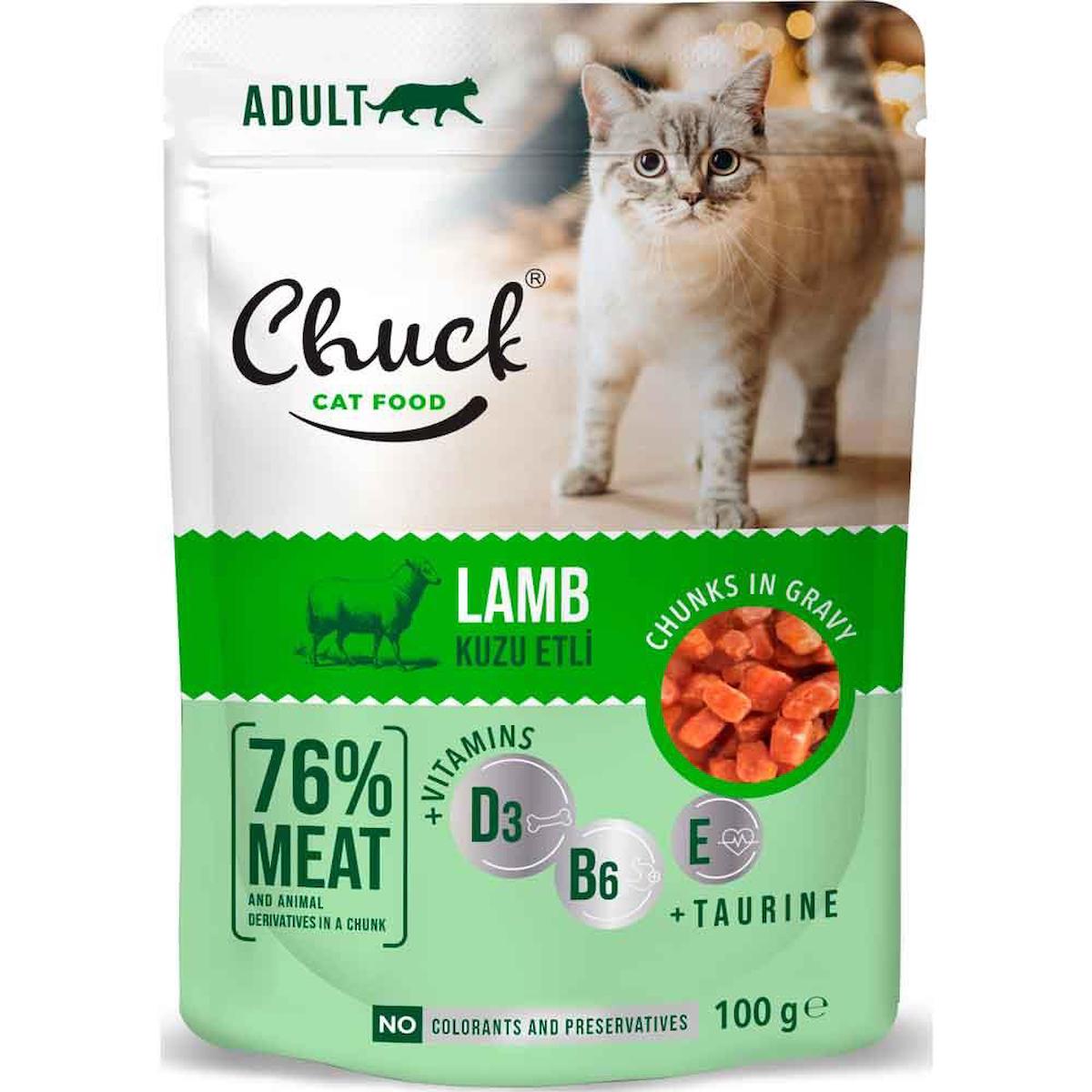 Chuck Chunks In Gravy Kuzu Etli Yetişkin Yaş Kedi Maması 100 gr