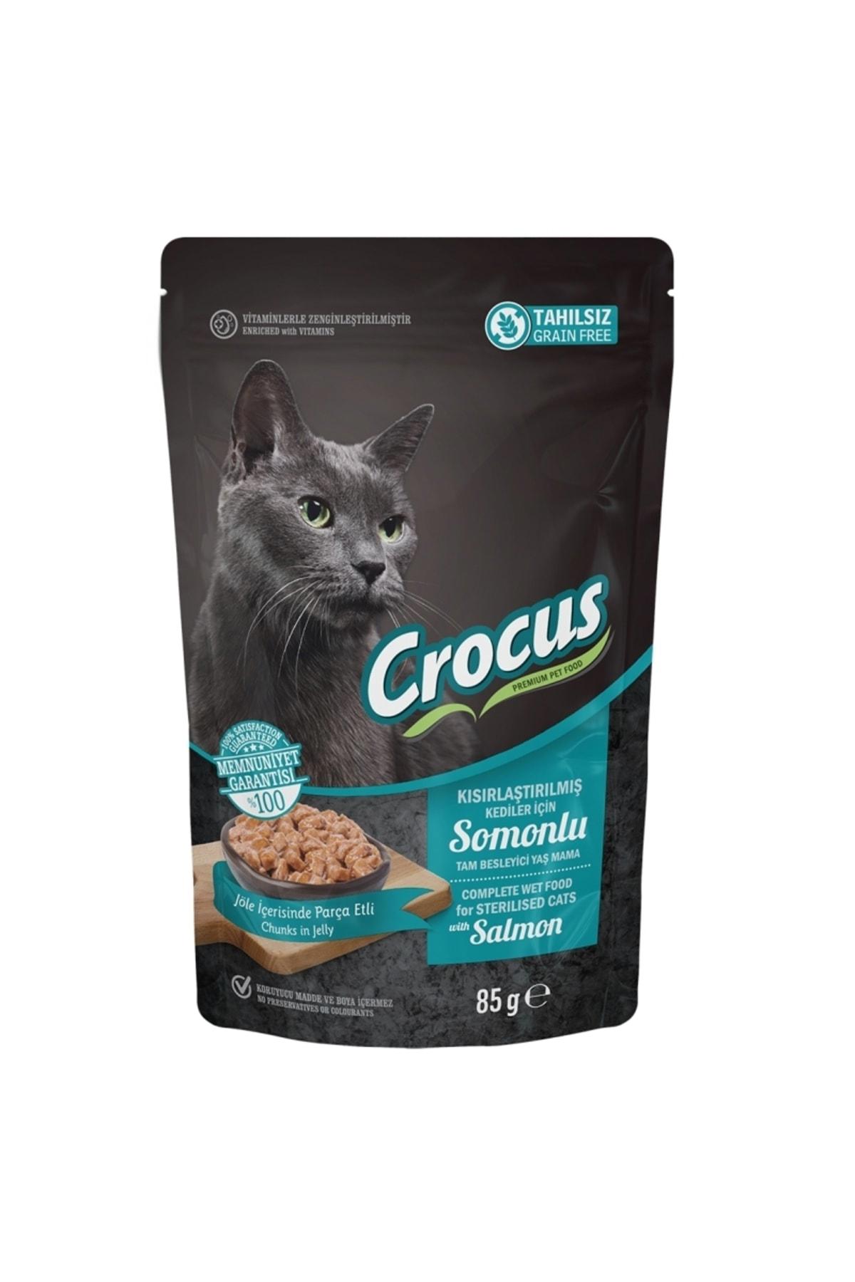 Crocus Chunks In Jelly Kısırlaştırılmış Somonlu Jöleli Yaş Kedi Maması 85 gr