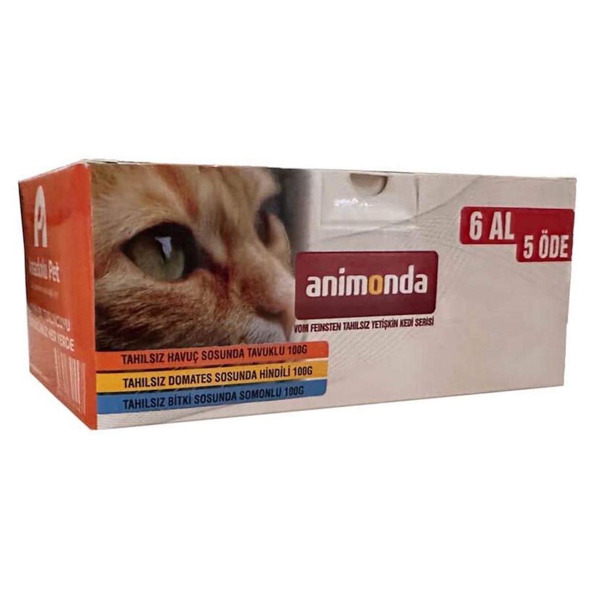 Animonda Vom Feinsten Tahılsız Yetişkin Kedi Serisi Karışık Yetişkin Yaş Kedi Maması 6x100 gr