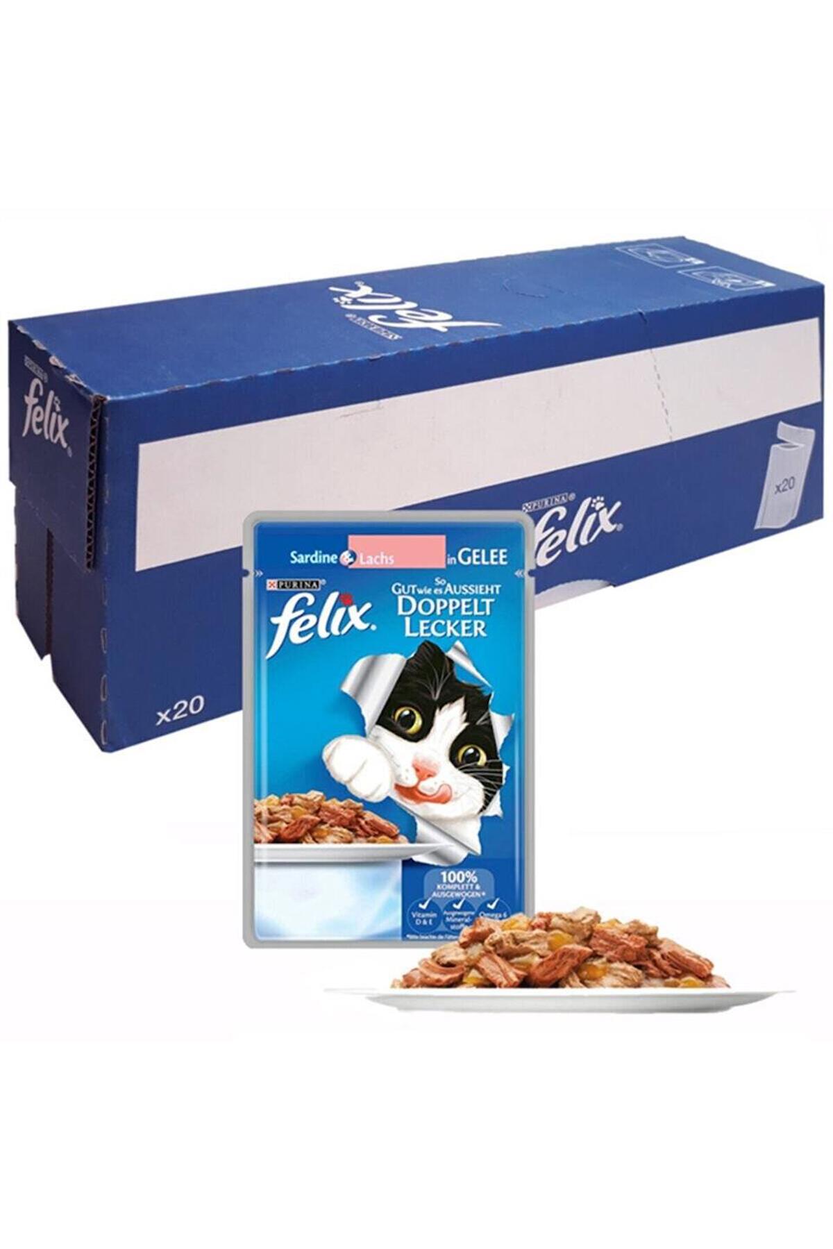 Felix So Gut Wie Es Aussieht Sardalya ve Somonlu Yetişkin Yaş Kedi Maması 20x100 gr