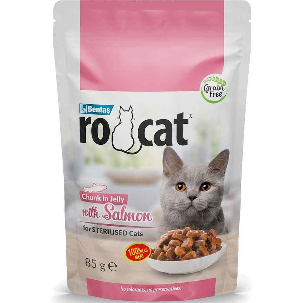 Rocat Chunk In Jelly Kısırlaştırılmış Somonlu Yaş Kedi Maması 85 gr