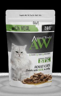Animal World With Veal Dana Etli Soslu Yetişkin Yaş Kedi Maması 80 gr