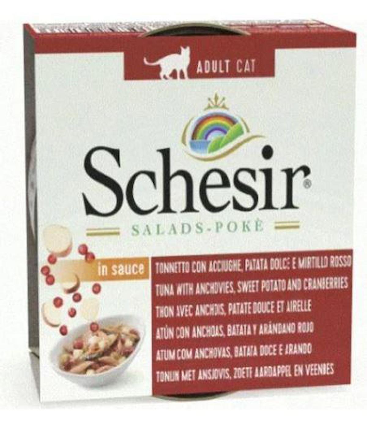 Schesir Salads Poke Ton Balıklı ve Hamsili Yetişkin Yaş Kedi Maması 85 gr