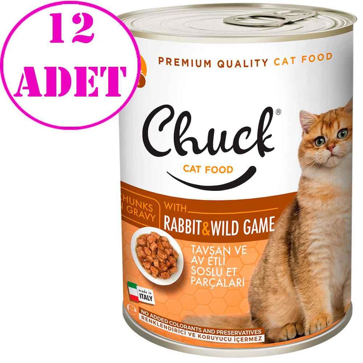 Chuck Premium Quality Av Hayvanlı Yetişkin Yaş Kedi Maması 12x415 gr