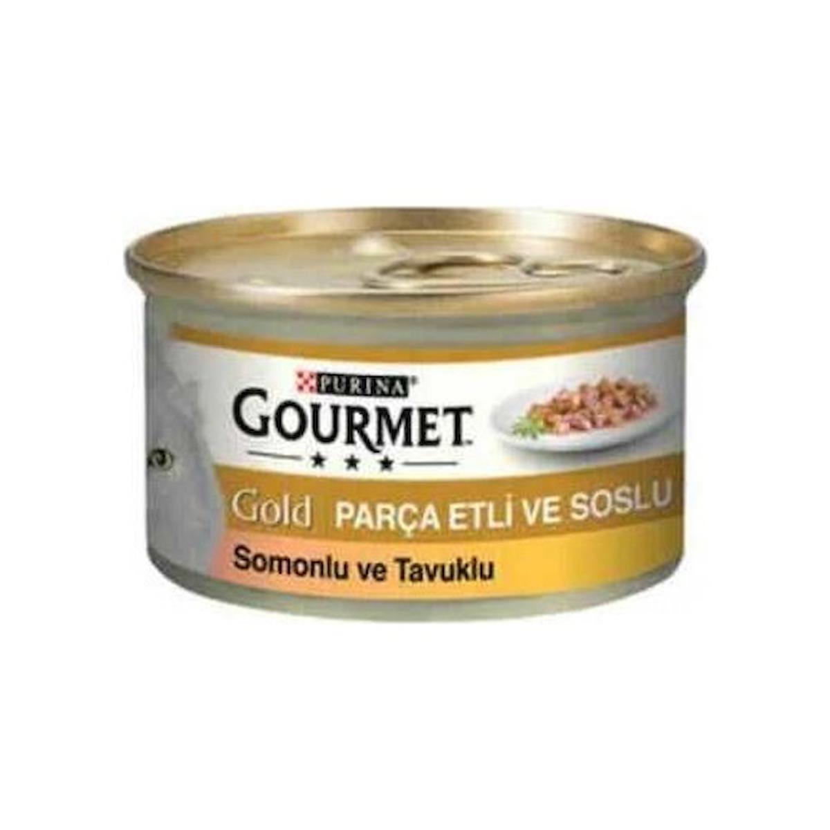 Purina Gold Somonlu ve Tavuklu Parça Etli Yetişkin Yaş Kedi Maması 3x85 gr
