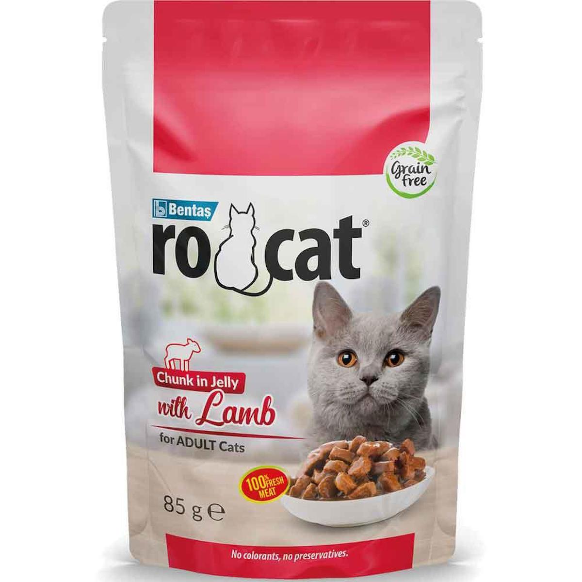 Rocat Chunk In Jelly Kuzu Etli Yetişkin Yaş Kedi Maması 85 gr