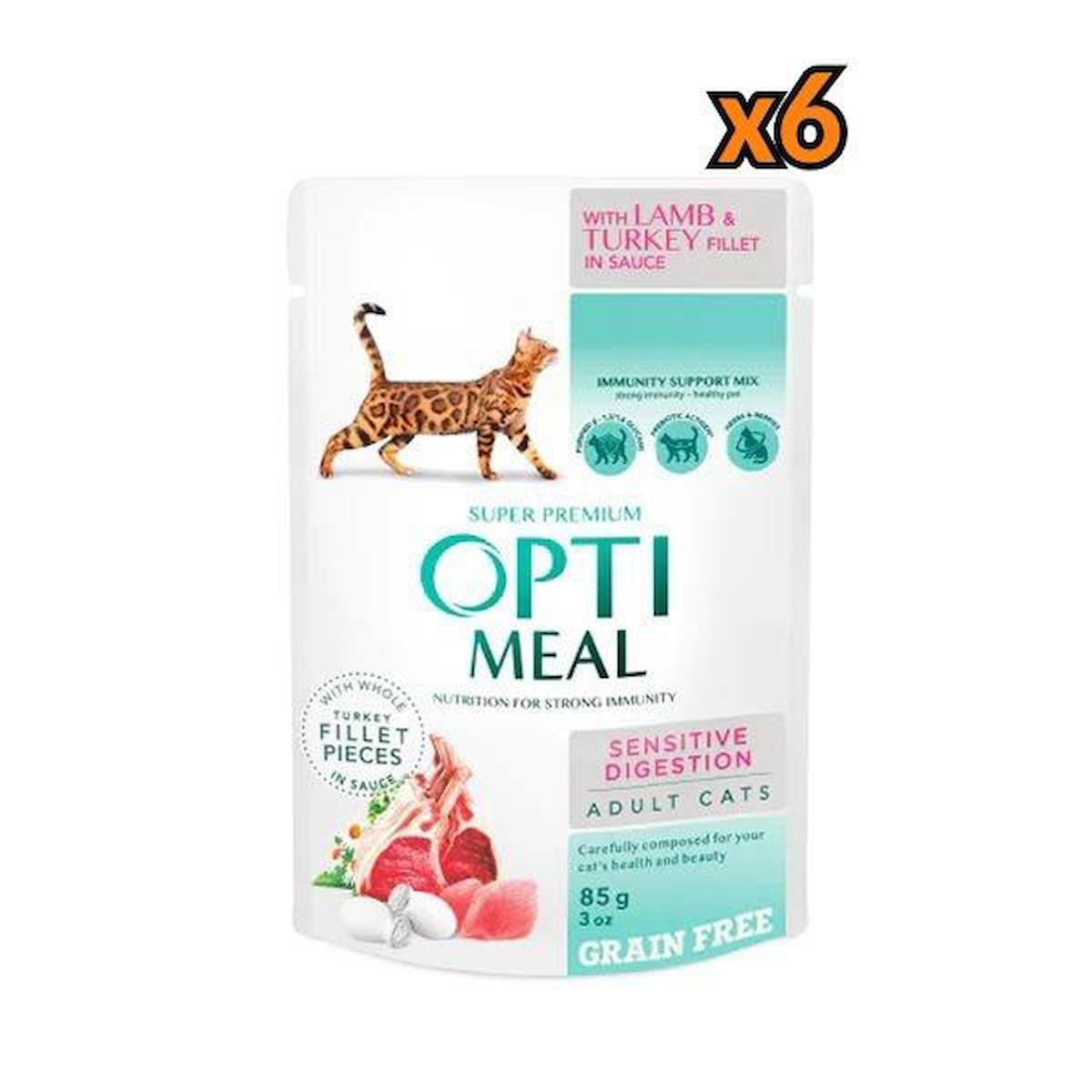 Optimeal Super Premium Hindi Etli ve Kuzu Etli Yetişkin Yaş Kedi Maması 6x85 gr