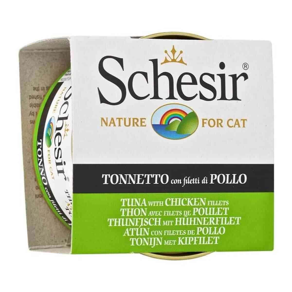 Schesir Nature Ton Balıklı ve Tavuk Jöleli Yetişkin Yaş Kedi Maması 6x85 gr