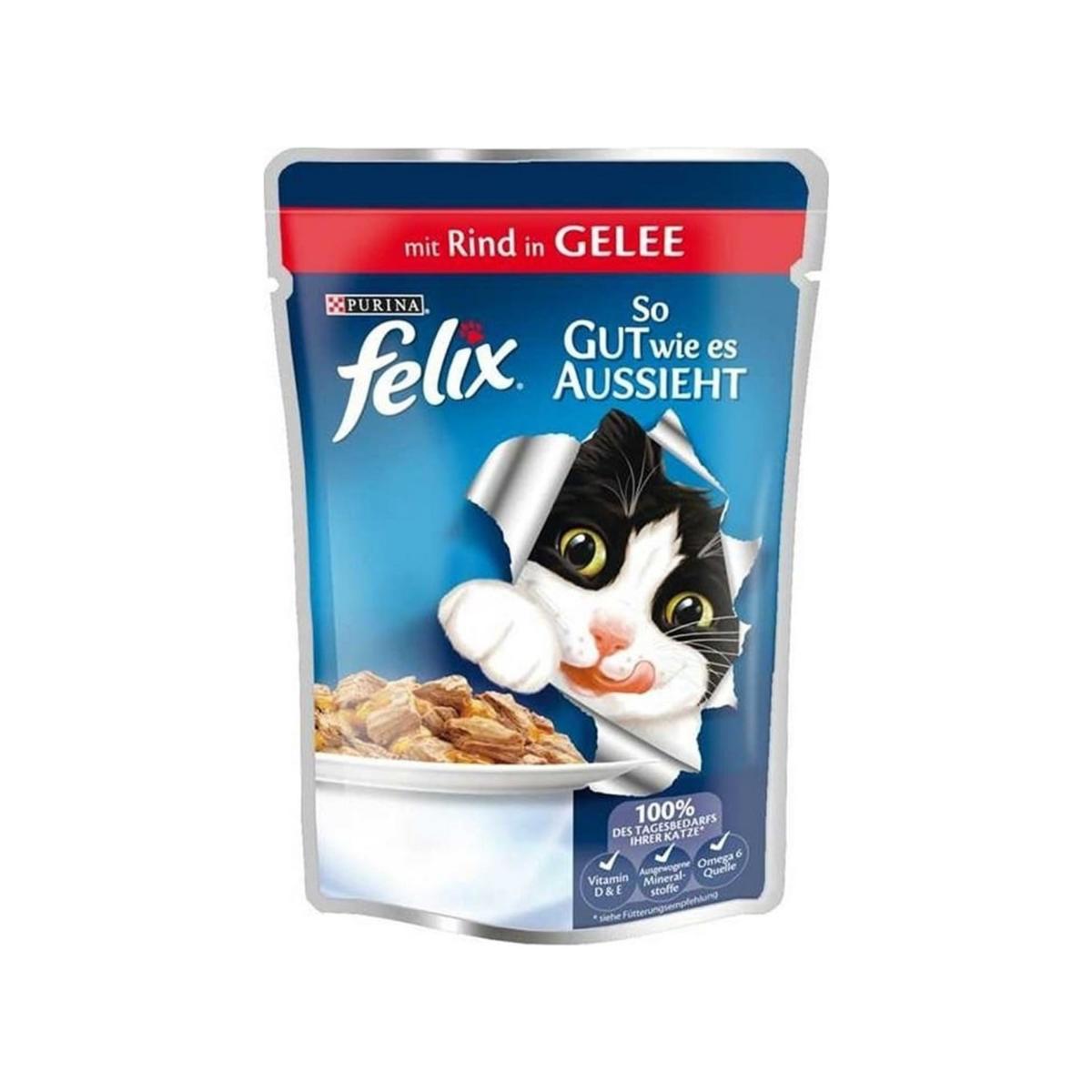 Felix So Gut Wie Es Aussieht Sığır Etli Yetişkin Yaş Kedi Maması 100 gr