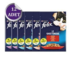 Felix Le Ghiottoneire Karışık Yetişkin Yaş Kedi Maması 12x85 gr