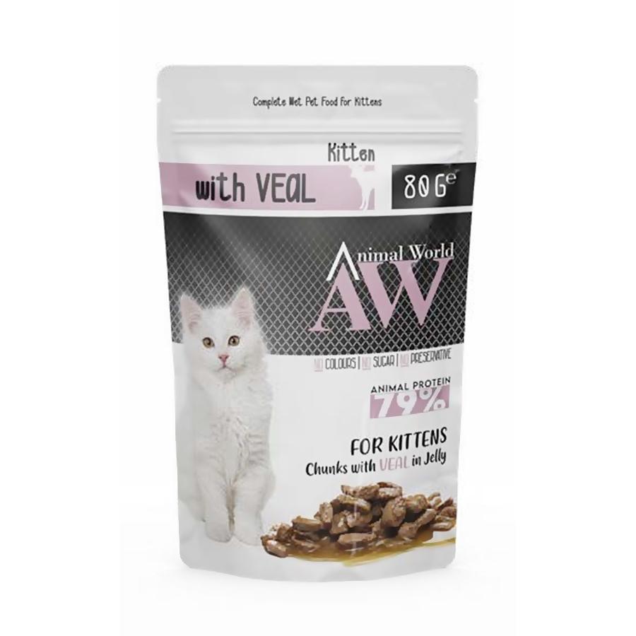 Animal World With Veal Dana Etli Yavru Yaş Kedi Maması 80 gr