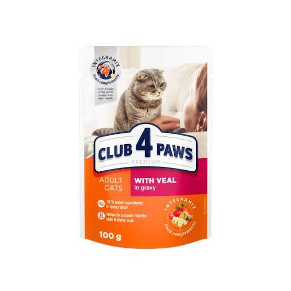 Club4Paws Premium Dana Etli Yetişkin Yaş Kedi Maması 100 gr
