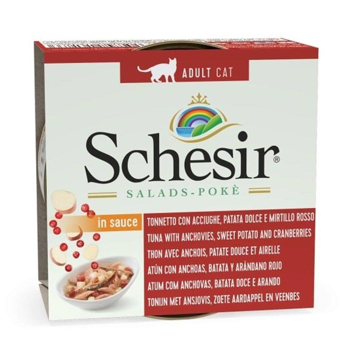 Schesir Salads Poke Ton Balıklı ve Hamsili Yetişkin Yaş Kedi Maması 6x85 gr
