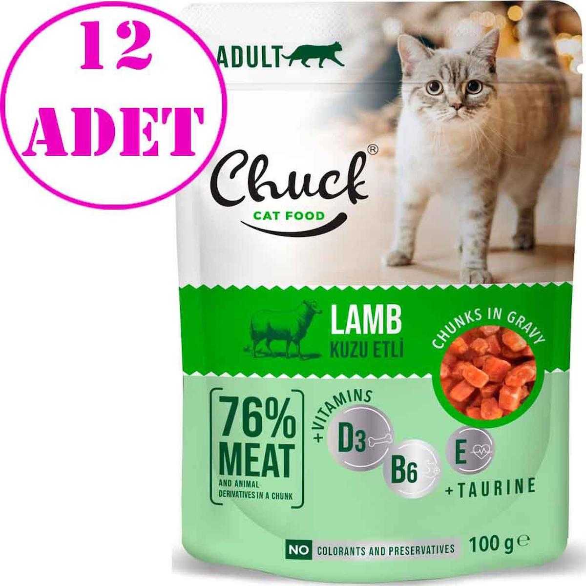 Chuck Chunks In Gravy Kuzu Etli Yetişkin Yaş Kedi Maması 12x100 gr