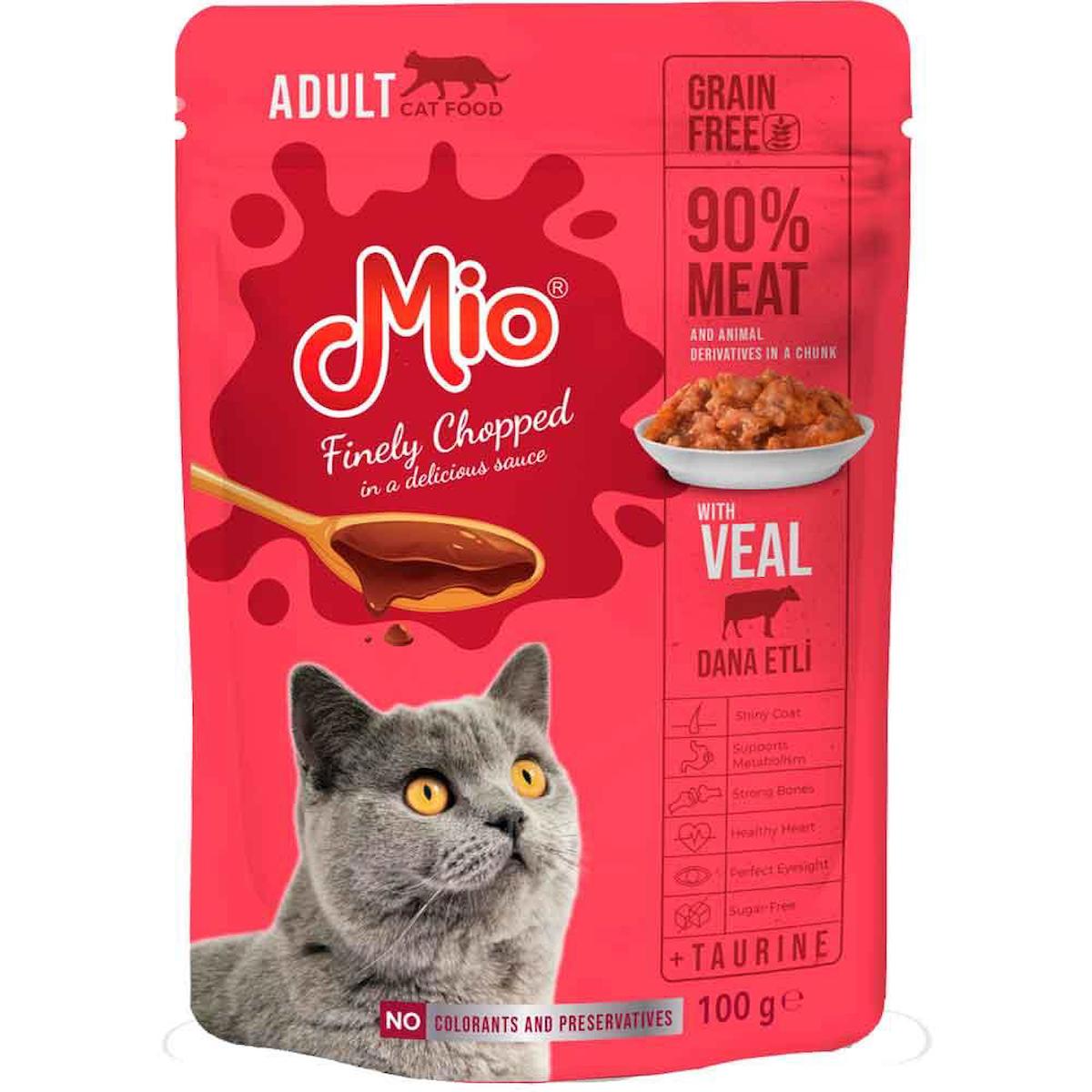 Mio Finely Chopped Dana Etli Yetişkin Yaş Kedi Maması 100 gr