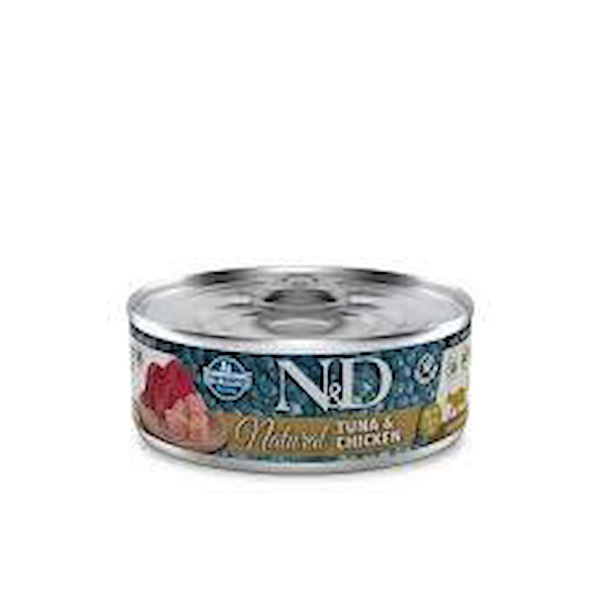 N&D Natural Tavuklu ve Ton Balıklı Yetişkin Yaş Kedi Maması 80 gr