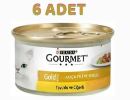 Purina Gold Ciğerli ve Tavuklu Parça Etli Yetişkin Yaş Kedi Maması 6x85 gr