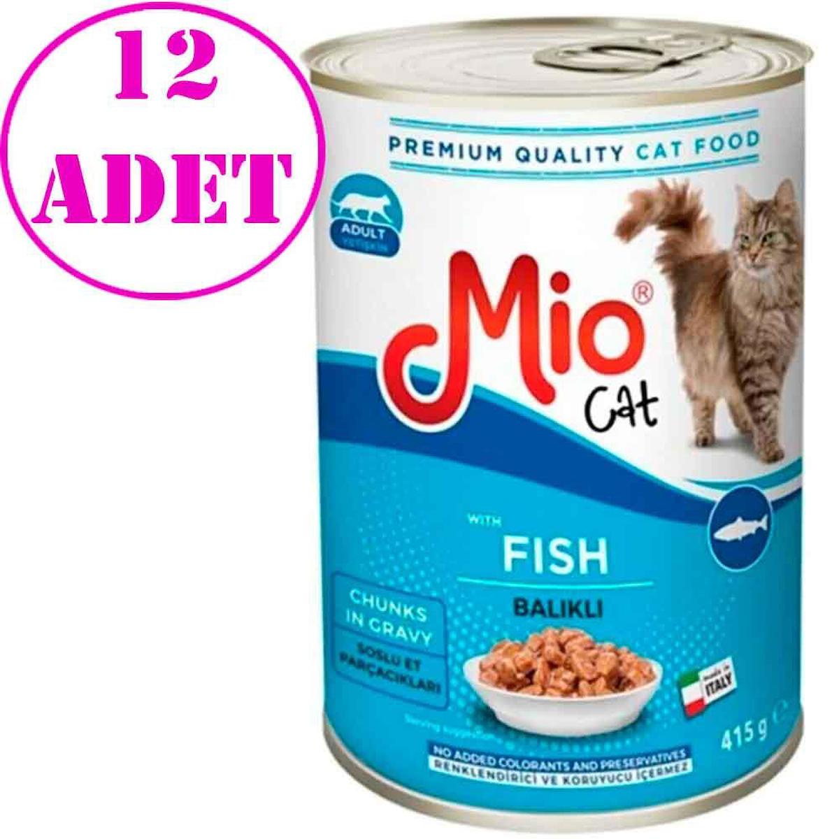 Mio Premium Quality Balıklı Yetişkin Yaş Kedi Maması 12x415 gr