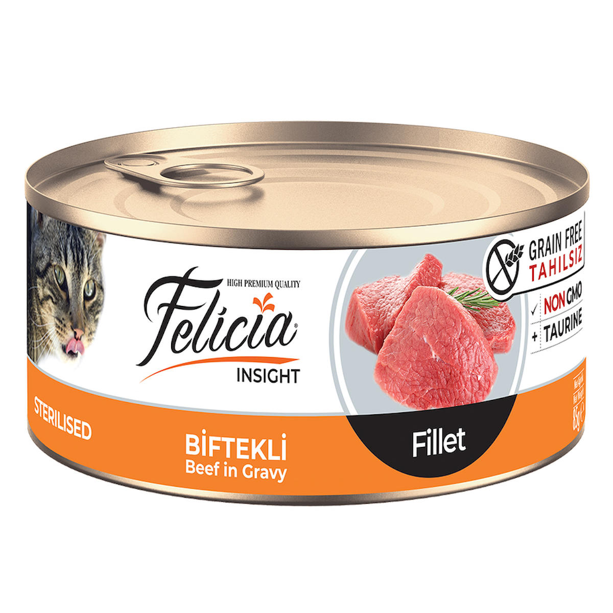 Felicia Insight Kısırlaştırılmış Biftekli Yaş Kedi Maması 24x85 gr