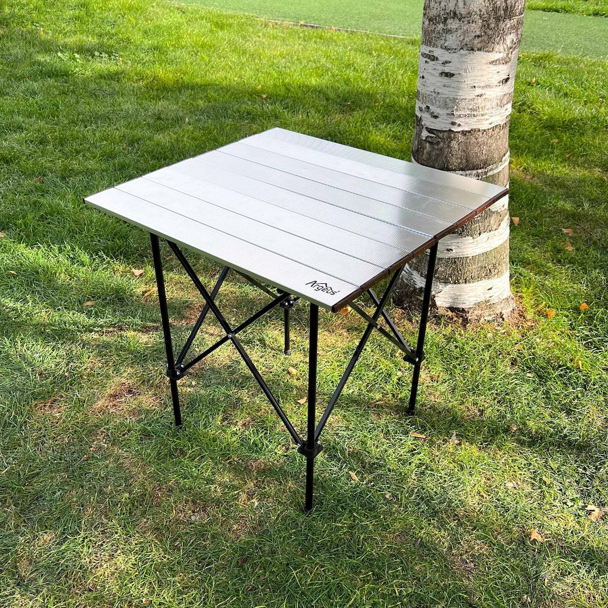 Argeus 54024 67 x 62 cm Çantalı Dikdörtgen Alüminyum Katlanır Kamp Masası Gri