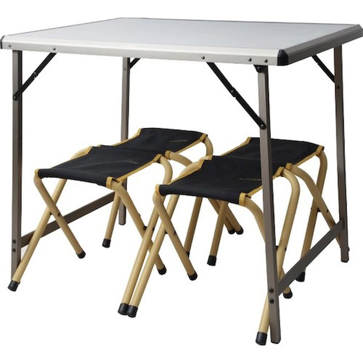 Nurgaz 80 x 60 cm Tabureli Çantalı Dikdörtgen Mdf Katlanır Kamp Masası Gri