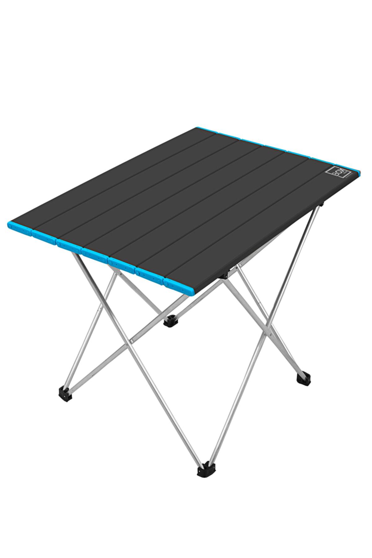 Box&Box 56 x 41 cm Çantalı Dikdörtgen Alüminyum Katlanır Kamp Masası Siyah
