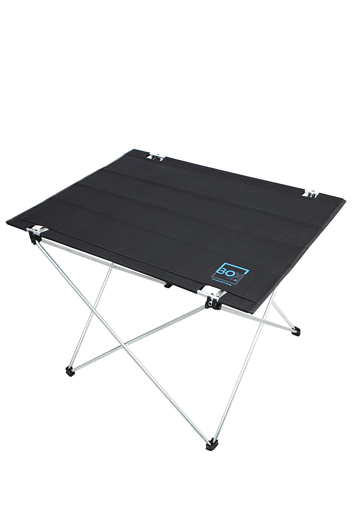 Box&Box 73 x 55 cm Çantalı Dikdörtgen Kumaş Katlanır Kamp Masası Siyah