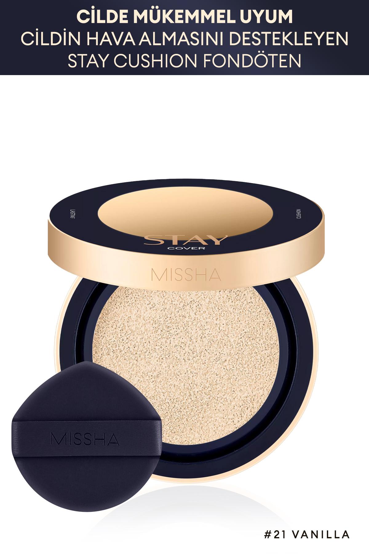 Missha Stay Cover 21 Vanilya Güneş Koruyuculu Pudra Kompakt Fondöten 15 gr