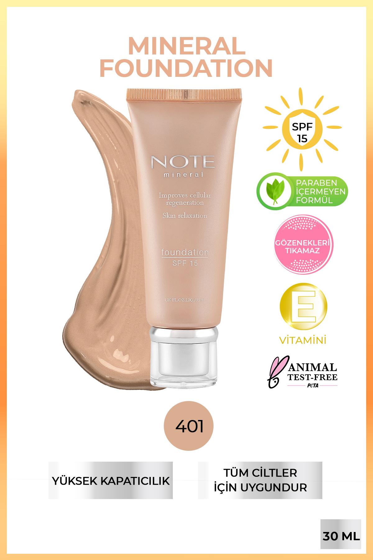 Note Mineral 401 Güneş Koruyuculu Krem Tüp Fondöten 35 ml