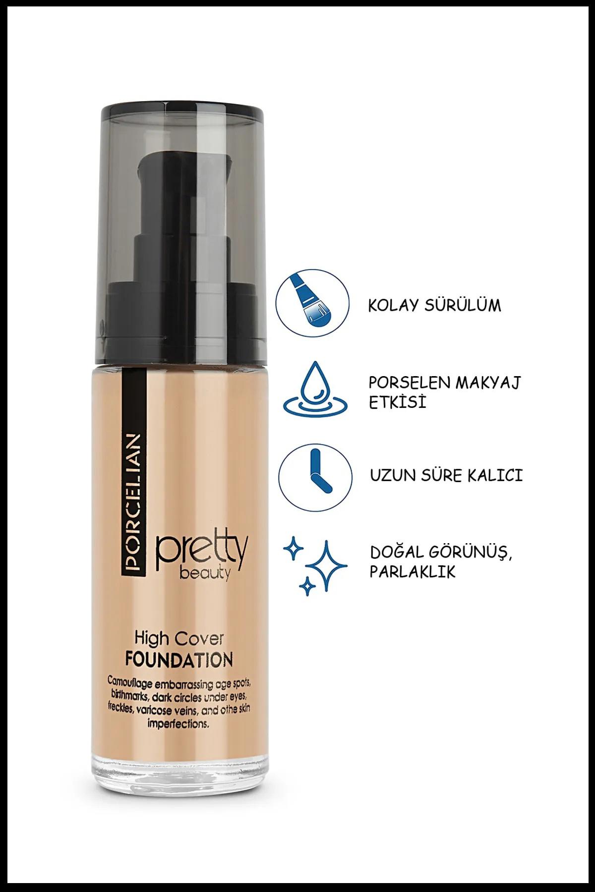 Pretty Beauty Porcelian High Cover 2 Likit Tüp Fondöten