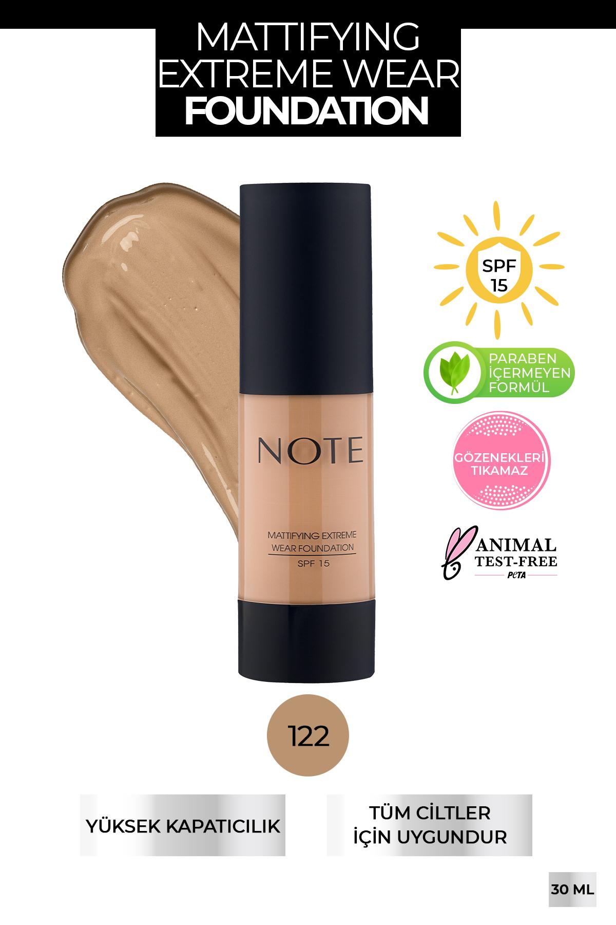 Note Mattifying Extreme Wear 122 Güneş Koruyuculu Likit Tüp Fondöten 35 ml