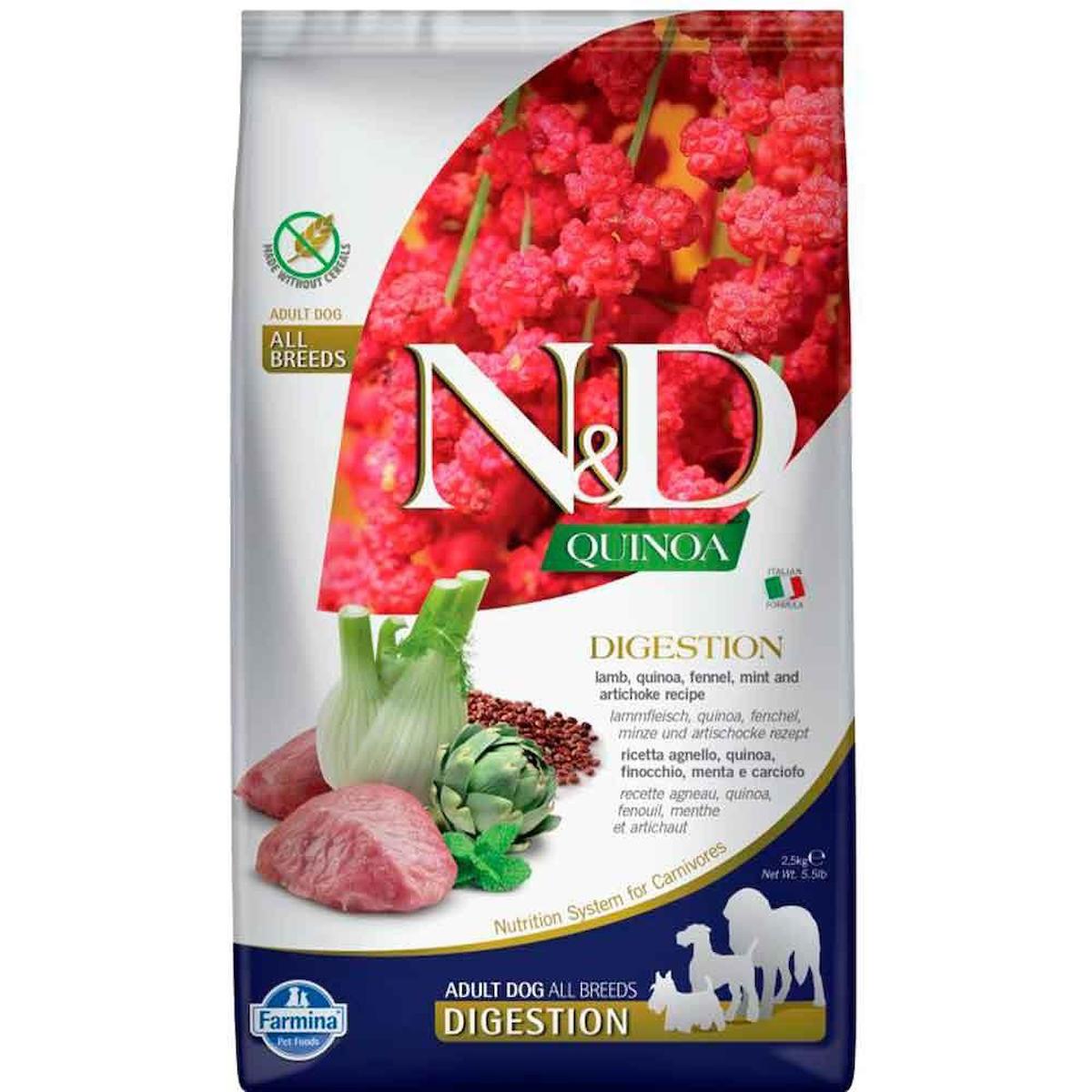 N&D Quinoa Digestion Kuzu Etli ve Sebzeli Tüm Irklar Yetişkin Kuru Köpek Maması 2.5 kg