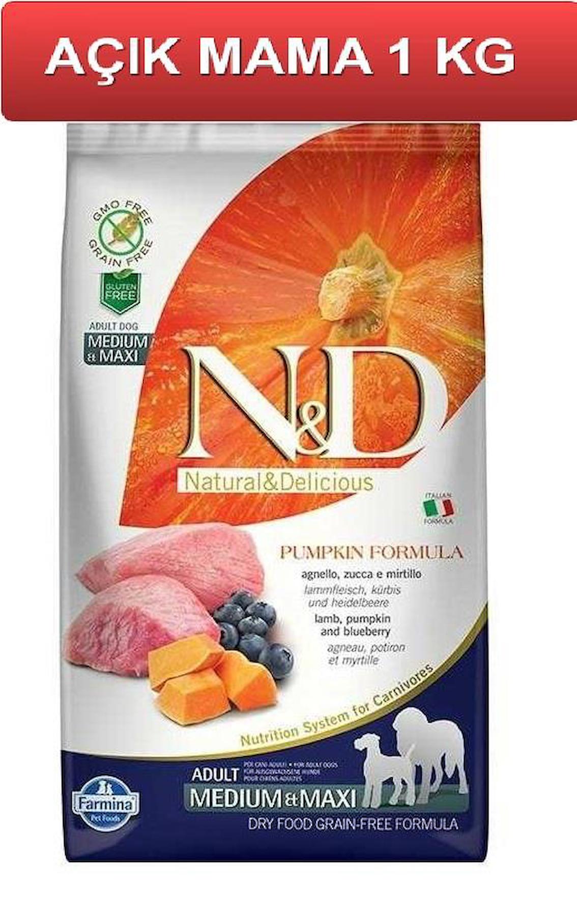 N&D Pumpkin Bal Kabaklı ve Kuzu Etli Büyük ve Orta Irk Kuru Köpek Maması 1 kg