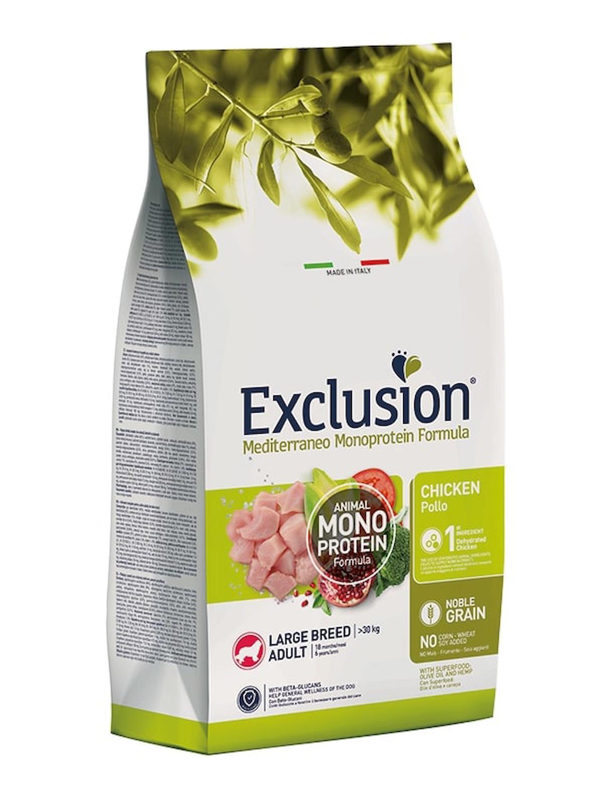Exclusion Monoprotein Narlı ve Tavuklu Büyük Irk Yetişkin Kuru Köpek Maması