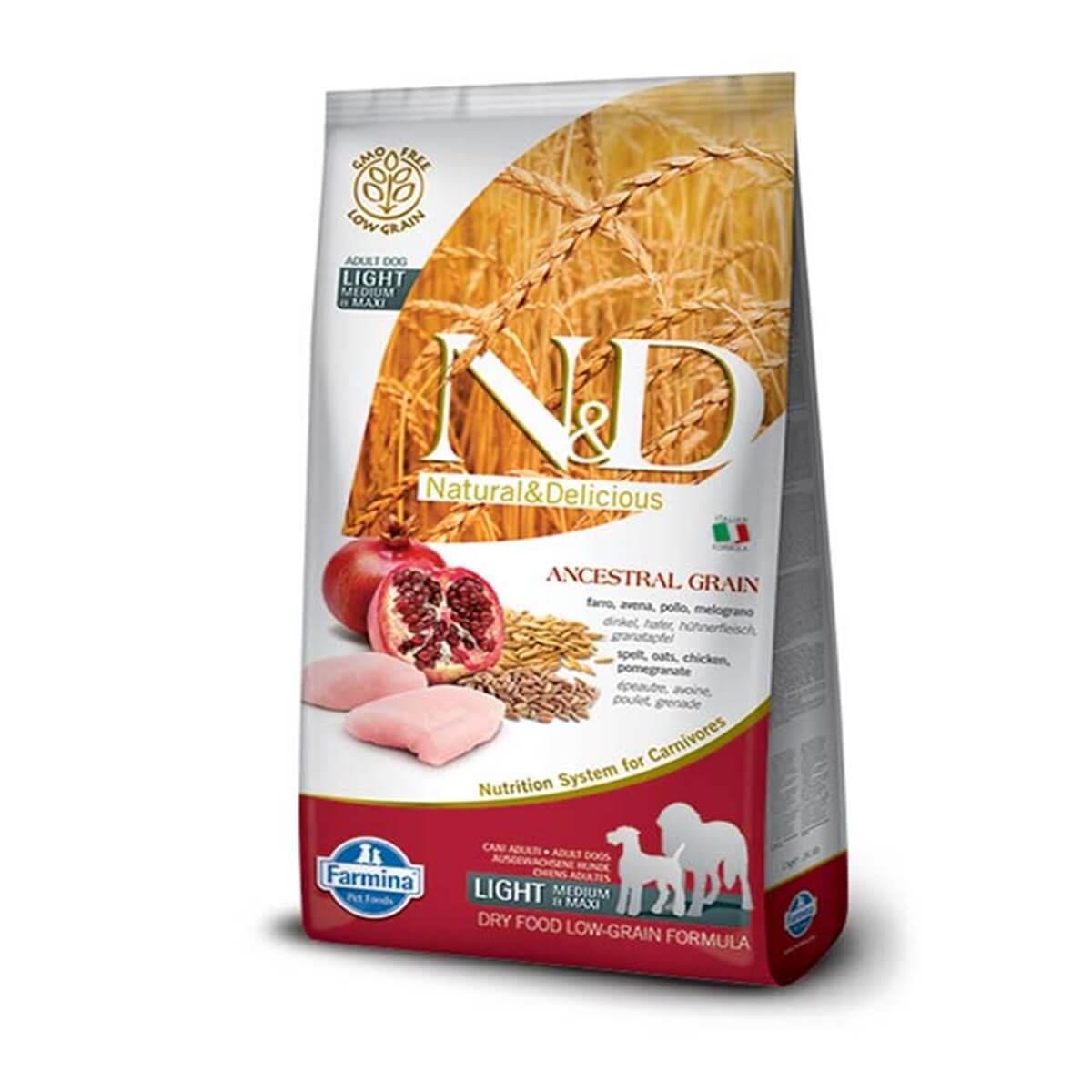 N&D Ancestral Grain Light Narlı ve Tavuklu Büyük ve Orta Irk Yetişkin Kuru Köpek Maması 12 kg