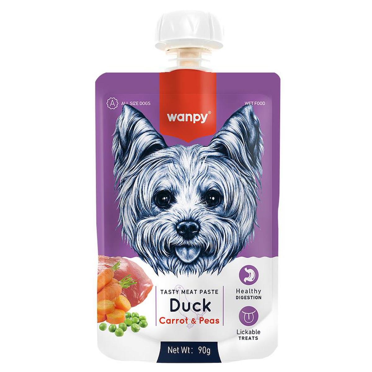 Wanpy Tasty Meat Paste Ördekli ve Sebzeli Tüm Irklar Yetişkin Kuru Köpek Maması 90 gr