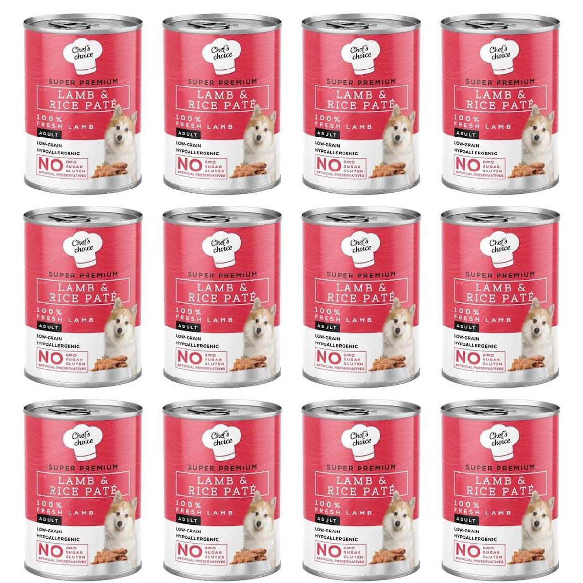Chef's Choice Super Premium Pirinçli ve Kuzu Etli Tüm Irklar Yetişkin Kuru Köpek Maması 12x400 gr